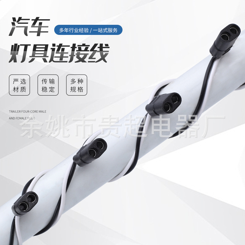 供应端子线束汽车转换插头连接线电源线 汽车灯具二芯母端线束