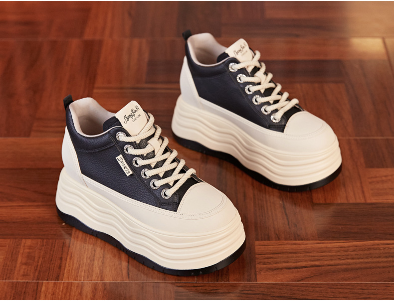 Giày sneaker nữ cổ cao đế dày tăng chiều cao trong — Màu đen chi tiết 7