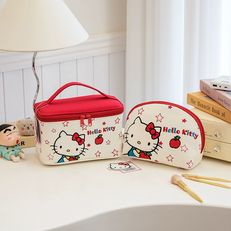 Hello Kitty, трёхмерная модная вместительная качественная ручная косметичка для путешествий, с вышивкой