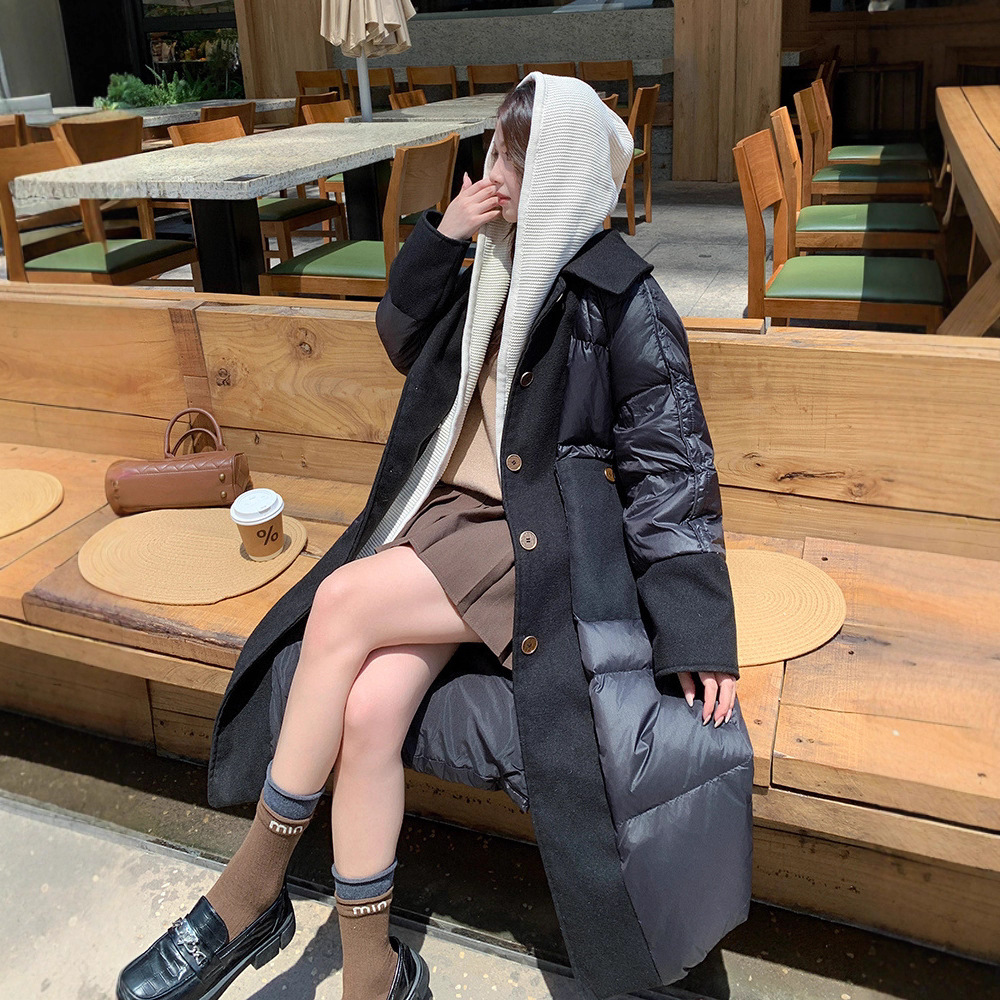 2025 Korean Version Extra Large Size 150kg Women's Two-Piece Set Plus Size for Chubby Girls Long Thickened down Jacket 243