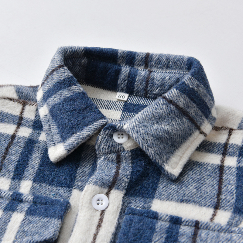 New Plaid Long-sleeved Cotton Jacket Lapel Fleece Single-breasted Cardigan Wholesale display picture 2