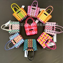 手工编织包包迷你菜篮子可爱彩色PVC儿童手提包休闲度假沙滩包潮