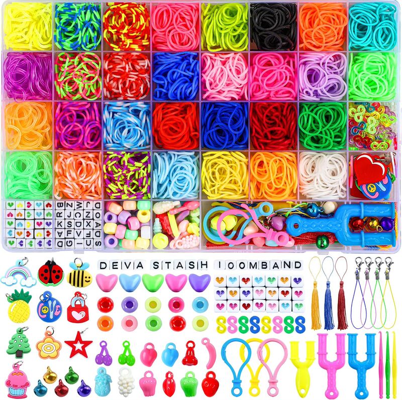 Multi-Colorful Braided Bracelet Box Rainbow Rubber Band 40 Grids DIY Handmade Set Educational Toy Bracelet