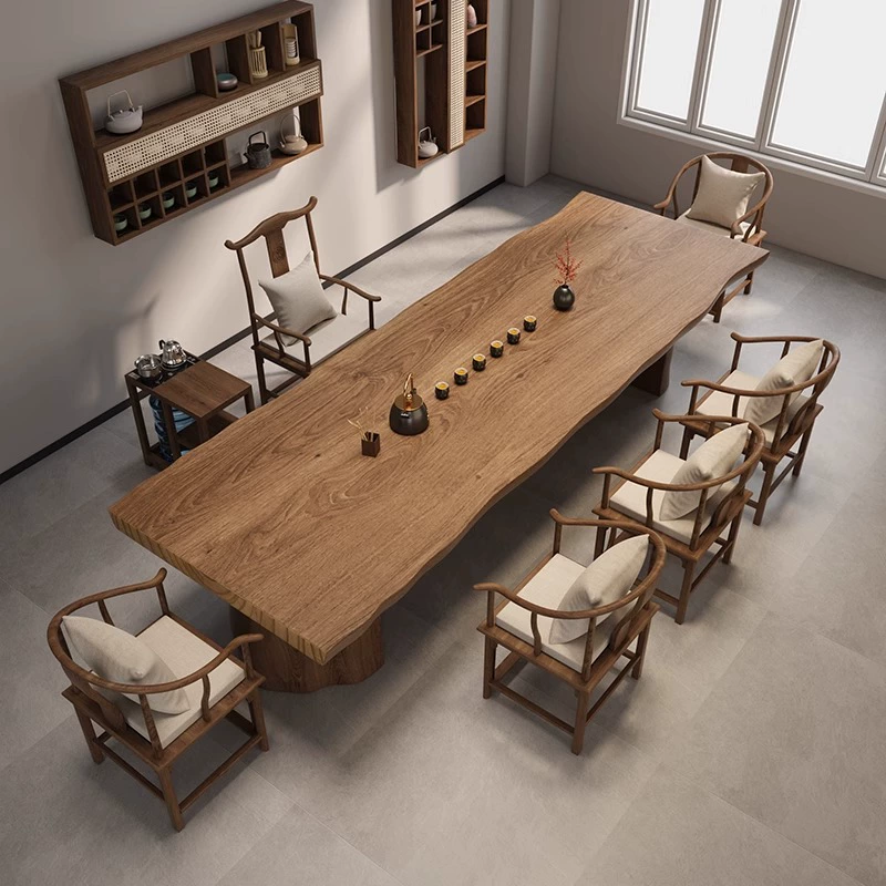 Новый чайный столик в китайском стиле, современный офисный чайный столик кунг-фу, балкон, большая доска из цельного дерева, чайный столик, домашний чайный столик и стул, комбинация