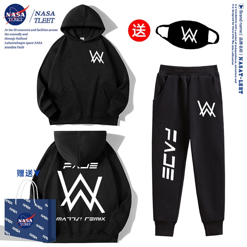 Nasa Co-Branded Jiahao Suit Allen Walker's Same Sweatshirt for Men and Women, Hooded Tops and Pants Suits for Autumn and Winter Nasa Co-Branded Jiahao Suit Allen Walker's Same Sweatshirt for Men and Women, Hooded Tops and Pants Suits for Autumn and Winter