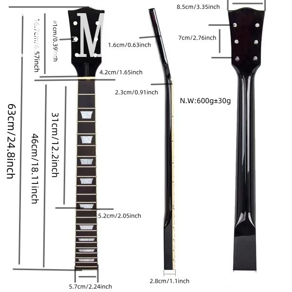 LP 22品6弦ライトブラックエレキギターネック楓木バラ木指板扇形音点エレキギター琴柄|undefined
