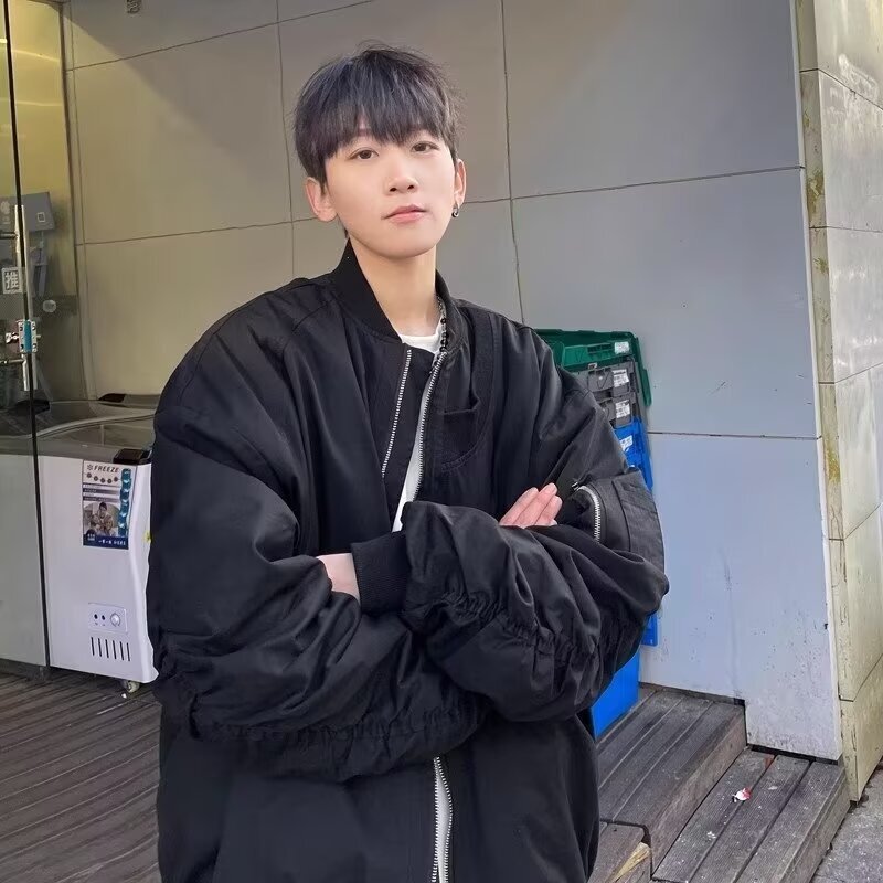 American Style Retro Bomber Jacket Men's and Women's Same Style Spring and Autumn New Loose Casual Workwear Jacket Instagram Popular