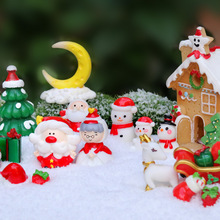 圣诞节雪景造景手工diy装饰材料圣诞老人雪人圣诞树麋鹿迷你摆件