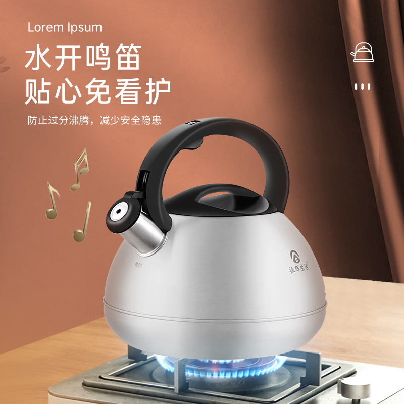 Hervidor de agua Zhenhui Life de acero inoxidable 304 para uso doméstico, apto para cocinas de gas e inducción, hervidor con silbato, venta directa del fabricante, al por mayor.