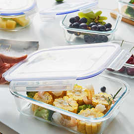 耐热玻璃饭盒大容量家用上班族学生带饭便当保鲜饭盒微波炉专用厂