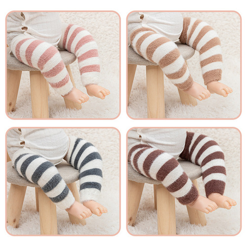 Baby leg warmer with extra thick padding, warm for autumn and winter, children's knee and arm protector, mink wool long socks for newborns