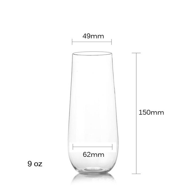 Venta al por mayor 9oz bronceado taza de plástico desechable oro copa de vino helado copa de vino copa de champán