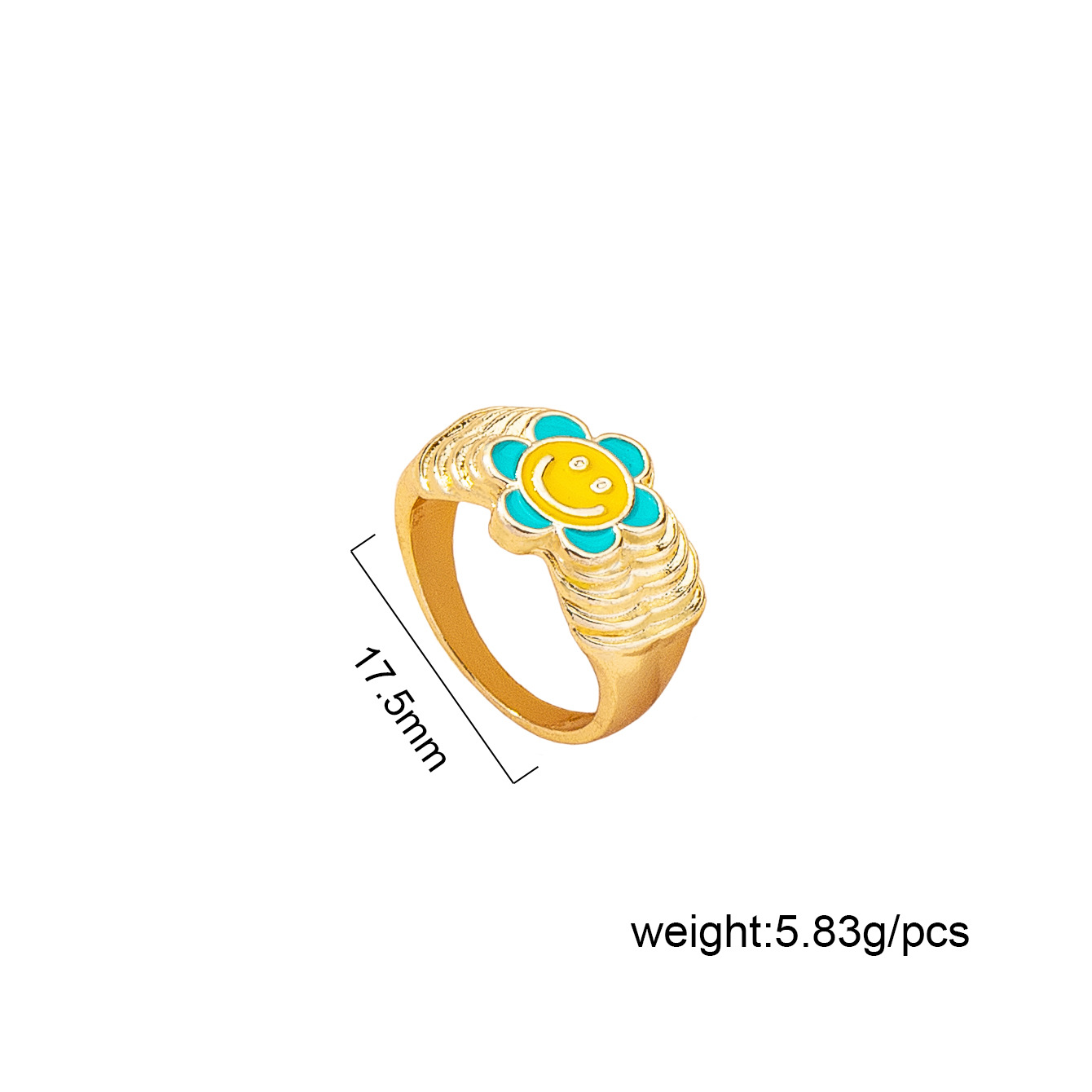 Korean Cute Flower Smiley Geometric Alloy Ring Wholesale display picture 1