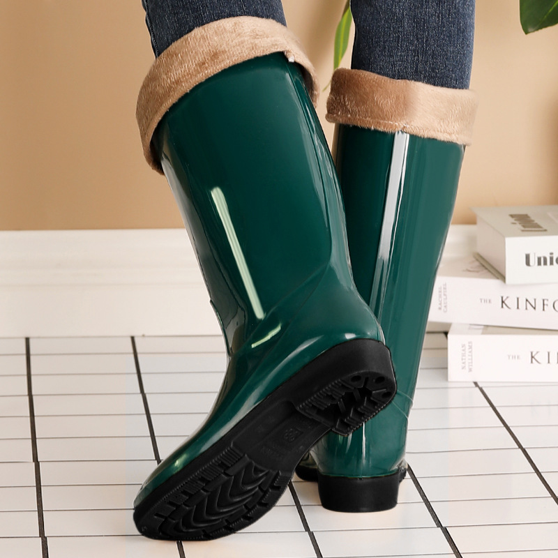 Zapatas de lluvia de mujer, zapatos de agua de alto cilindro, zapatos de goma de protección contra el trabajo, bonitas botas de agua, cocina para adultos