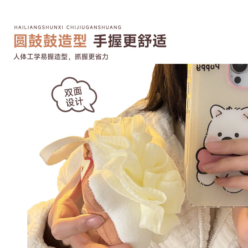 両面バスフラワーこすり灰バスタオル、女性用新作背中こすり泥加工品、ツーインワン家庭用バスタオル卸売|undefined