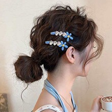 精致花朵爱心闪钻发夹女春夏氛围感发卡边夹侧边刘海夹子新款头饰
