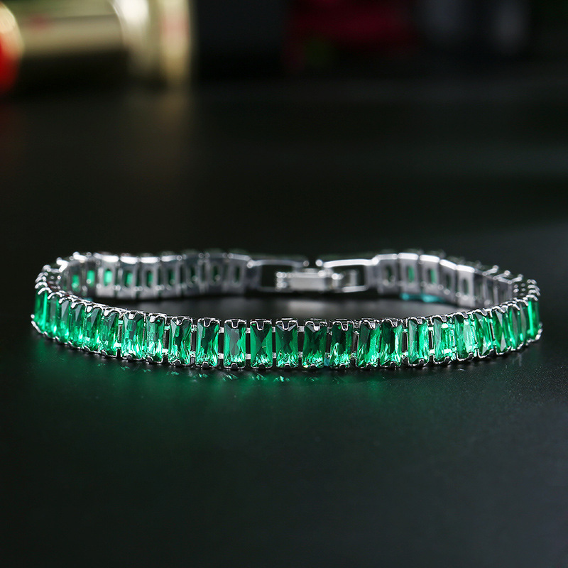 Men's Hip Hop Zirconia Bracelet With Colorful Square Diamonds_voghion.com