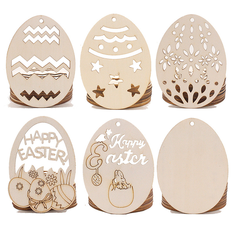 复活节派对氛围小挂件家居装饰木质鸡蛋儿童手绘DIY木片宝宝图鸦