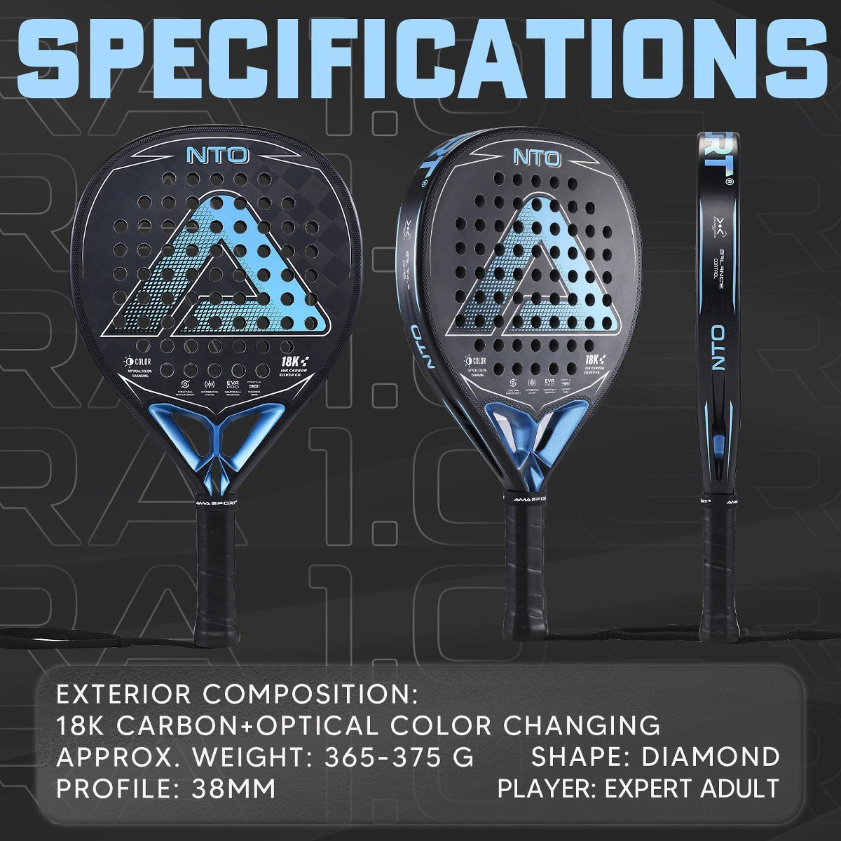 Professional racket carbon fibre for training, new collection, for teenagers