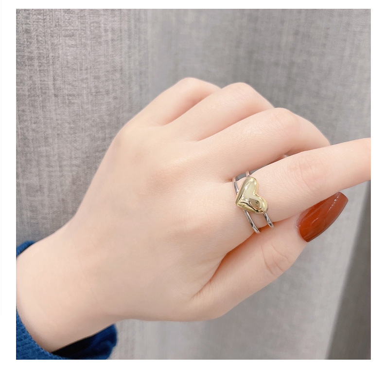 Sweet Heart Shape Copper Plating Open Ring 1 Piece