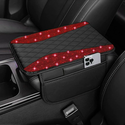 protective pad, wear-resistant, waterproof, Armrest box pad - red-diamond-pattern