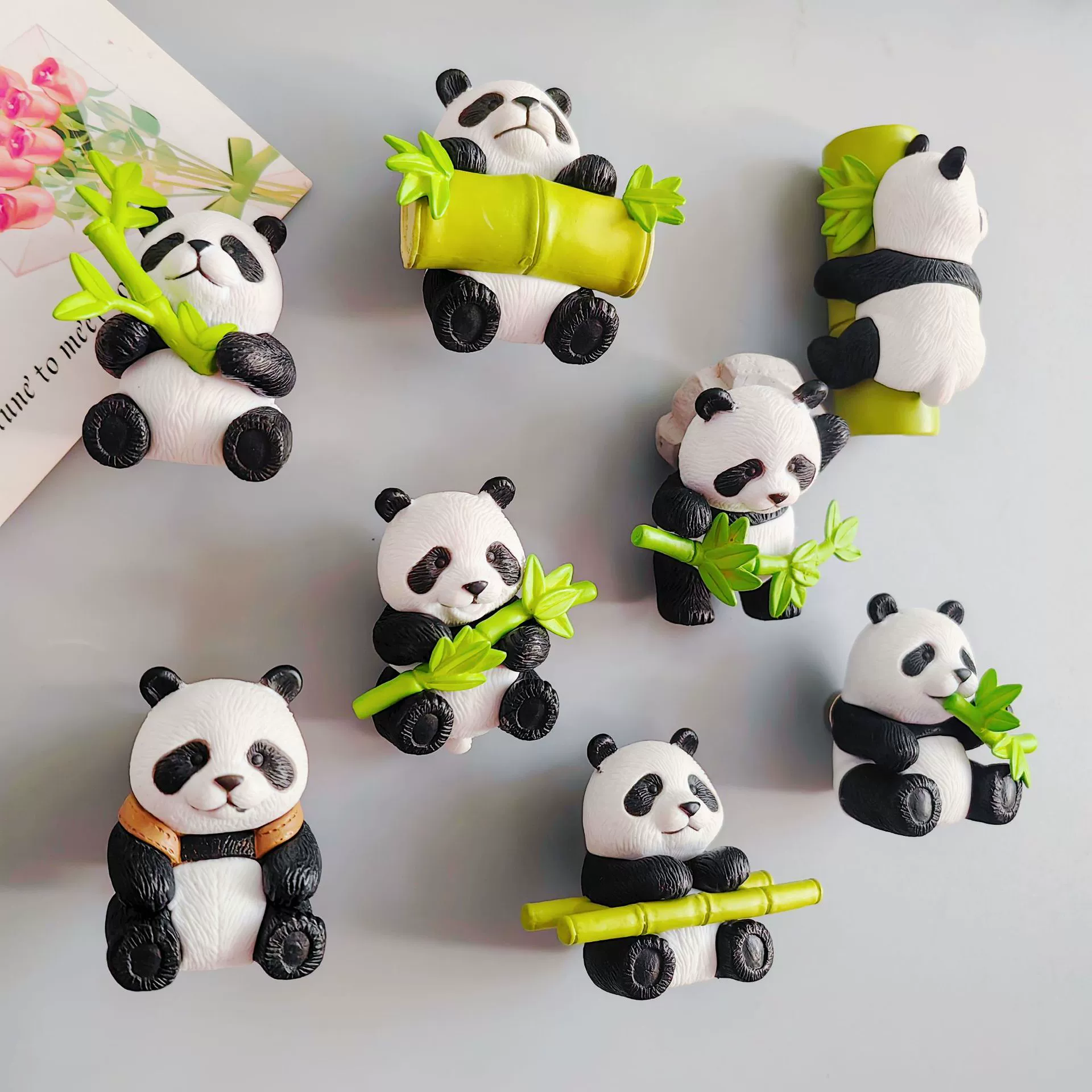 Трехмерные восемь бамбуковых магнитов на холодильник с пандой, 3D сичуаньские дорожные сувениры, украшение для дома, магнитный магнит, наклейки с сообщением