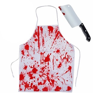 Halloween Horror Decorations Haunted House Escape Room Trick with Bloody Prints and Splashed Blood Apron Performance Props Apron