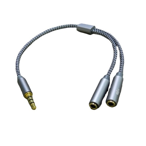 Laptop headphone 3.5mm two-in-one adapter, mobile phone adapter one-in-two audio cable manufacturer
