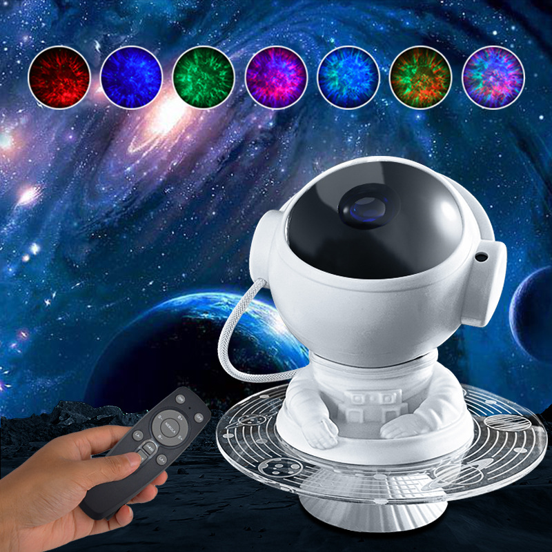 Lámpara de cielo estrellado de astronauta transfronterizo, lámpara de proyección de la luna, lámpara de audio Bluetooth, lámpara de noche de dinosaurio, lámpara de ambiente, luz nocturna
