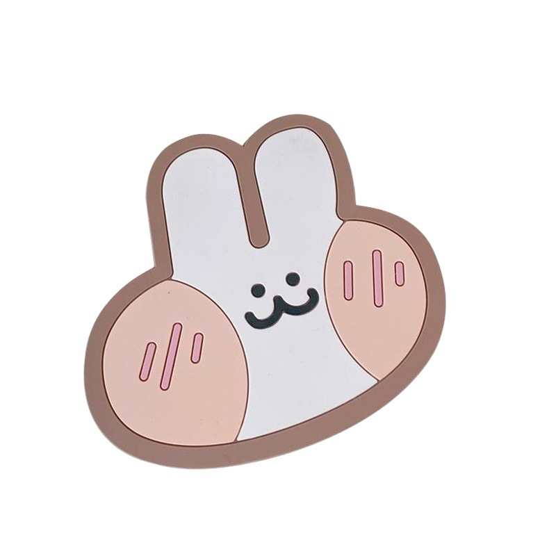 INS estilo japonés personalizado creativo mini conejo lindo taza de agua estera de silicona lindo Oso de dibujos animados conejo estera de mesa suave lindo