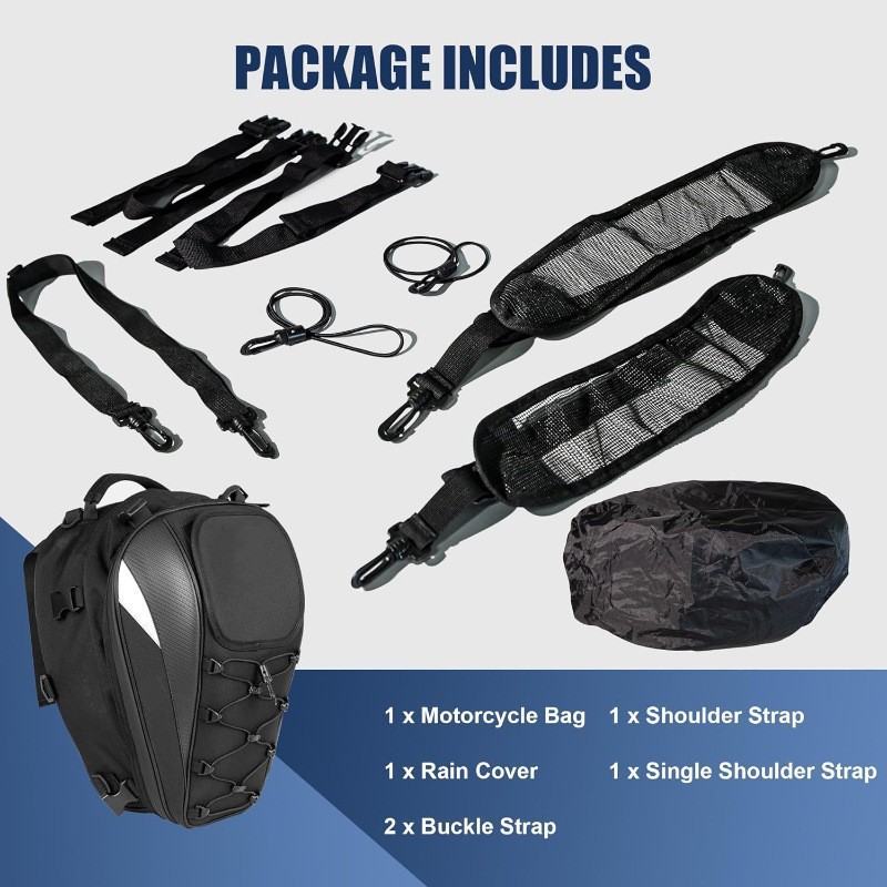 Bolsa de casco de asiento trasero de motocicleta de gran capacidad de viaje mochila de hombro mochila trasera a prueba de agua equipo de caballero