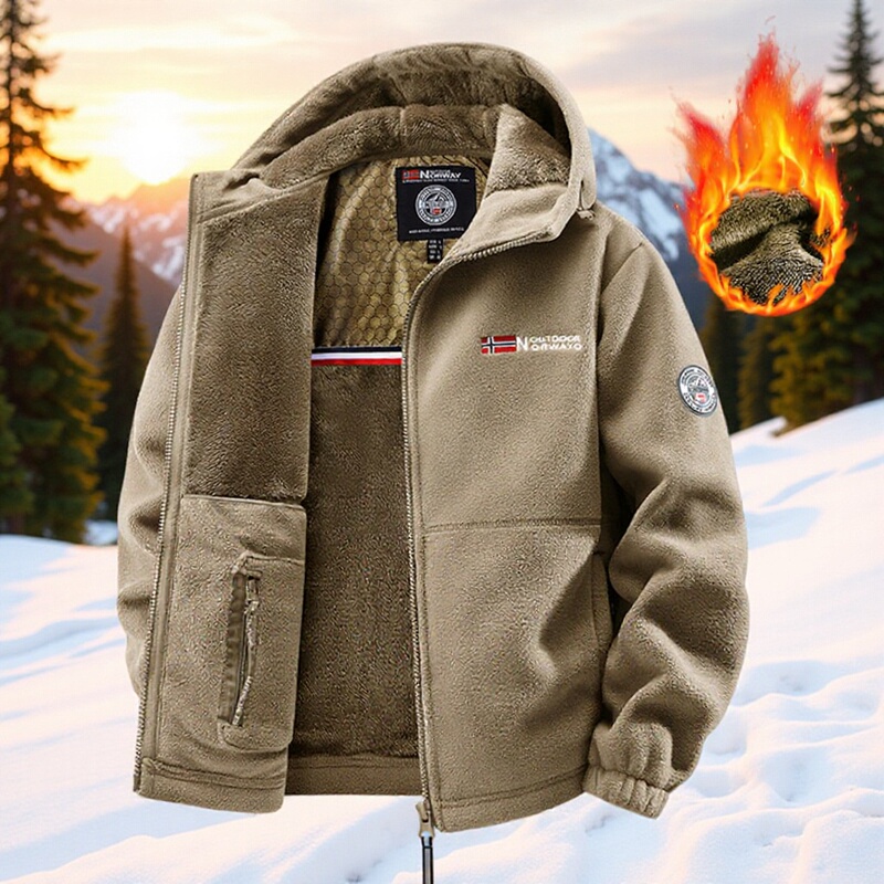 2025 Cross-Border Fleece Jacket Casual Fashion American Style European Size Hooded Outdoor Fleece-Lined Thick Loose Jacket for Men and Women