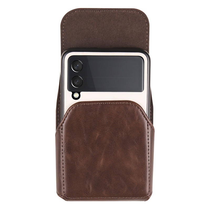 Crazy Horse Pattern Folding Top-Down Folding Mobile Phone Universal Waist Bag Mobile Phone Protective Case Casual Waist Card Storage Bag