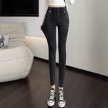 Elastic Waist Women's Loose-Fitting Cropped Stretch Harem Jeans 2025 Spring and Autumn New High-Waisted Slimming Dad Pants Elastic Waist Women's Loose-Fitting Cropped Stretch Harem Jeans 2025 Spring and Autumn New High-Waisted Slimming Dad Pants