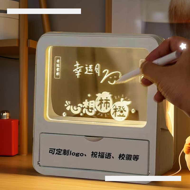 Acrylic Message Board Erasable Note Board Student Prize Pen Holder Night Light Teacher Gift Honey Birthday