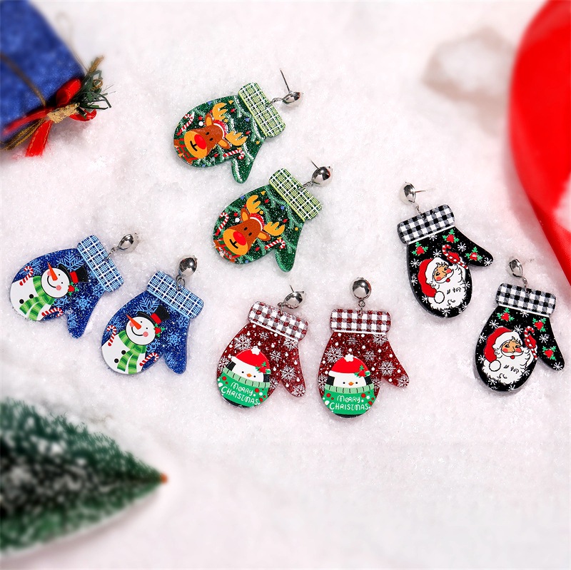 Joyas navideñas transfronterizas Papá Noel muñeco de nieve pendientes de moda femenina pendientes navideños pendientes