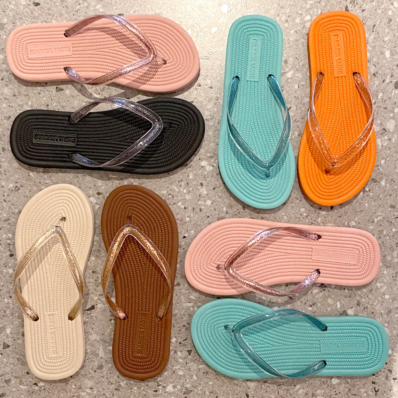百搭闪耀时尚凉拖新款防水外出夏天海边人字拖女旅游夹脚海滩外穿