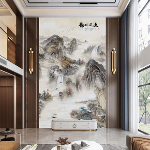 ♤ Wallpaper Custom-Made 3D Chinese Landscape Tv Background Wall Wallpaper Living Room High Wall Covering House Entrance Wall Covering