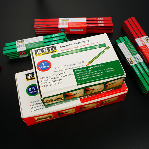 Mujing square carpentry pen flat pencil flat head marking pencil thick core flat core black woodworking special engraving pencil for construction site