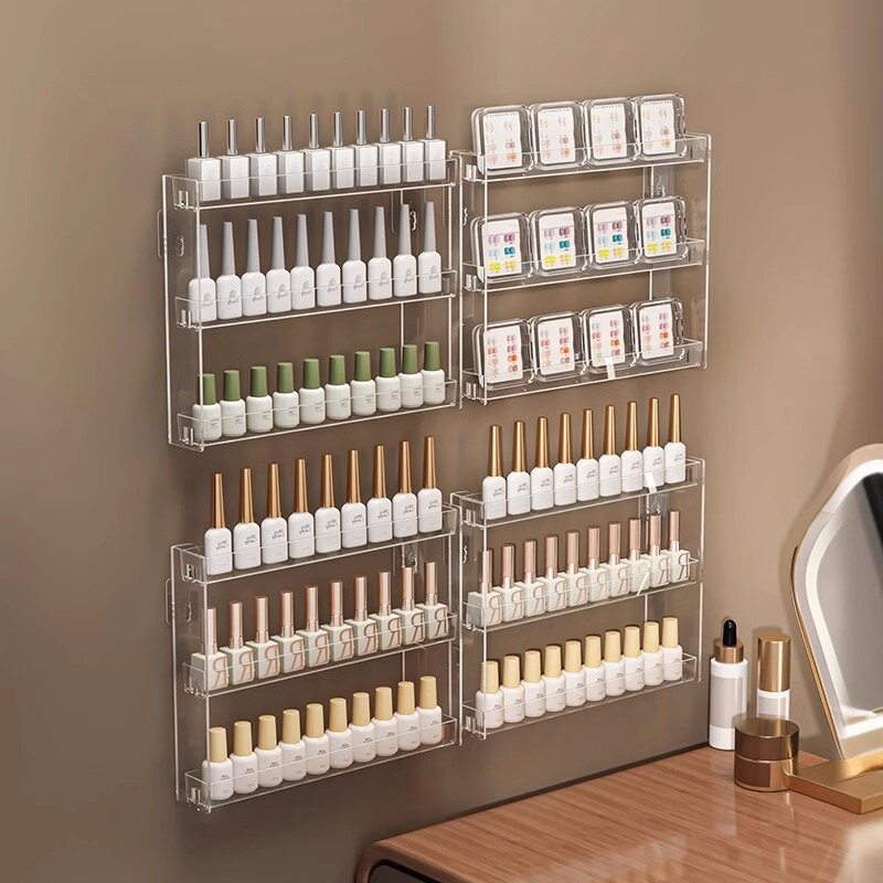 Multifunctional Nail Polish Storage Rack Acrylic Wall-Mounted Phototherapy Nail Polish Tool Storage Nail Polish Display Rack