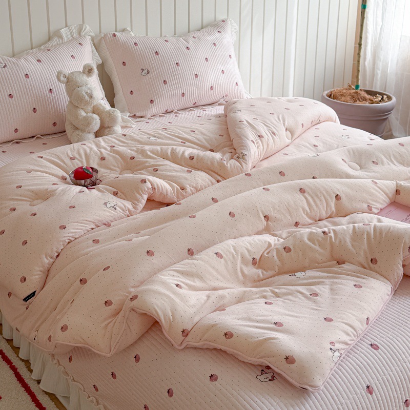 Knitted cotton spring and autumn quilt four-piece set, winter quilt four-piece set, soybean fiber quilt, thickened winter quilt core, thin quilt