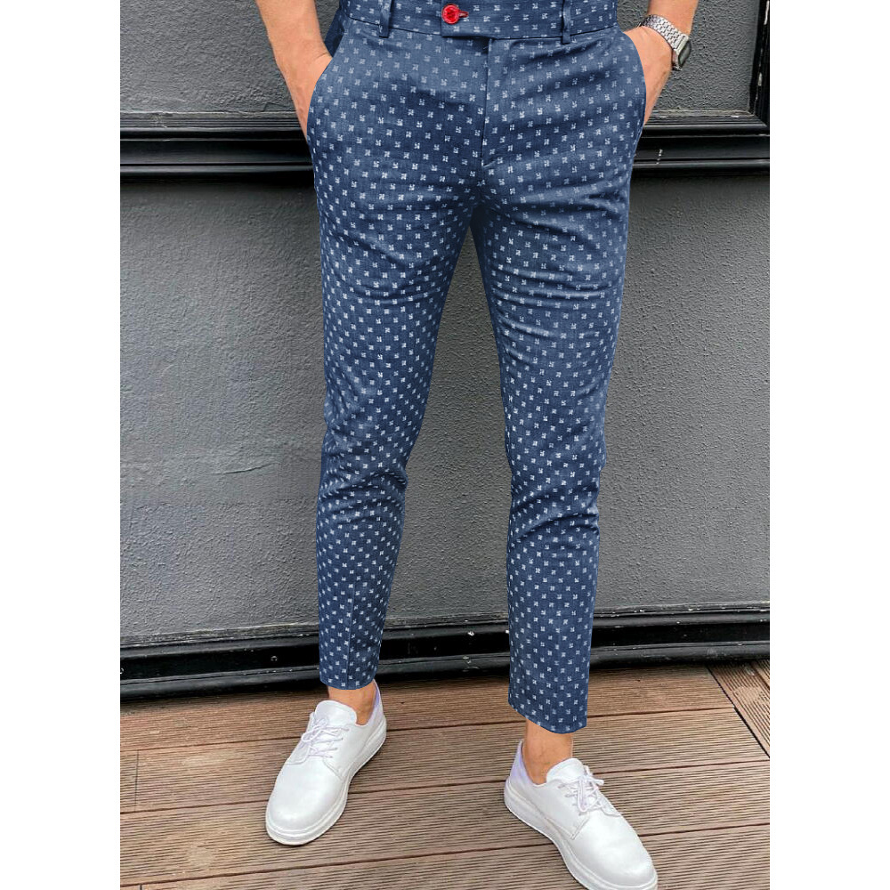Pantaloni da completo da uomo nuovi Pantaloni formali da lavoro di alta qualità con stampa a pois Pantaloni casual slim fit da uomo_voghion.com