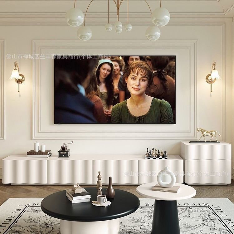 French Retro Tv Cabinet Coffee Table Combination Cream Style High-End Small Apartment Home Living Room Floor-Standing Tv Cabinet