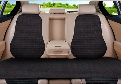 Breathable Seat Cushion Seat Cover Linen: Seat cushion, seat cover - mysterious-black-back-2-pieces-back-row