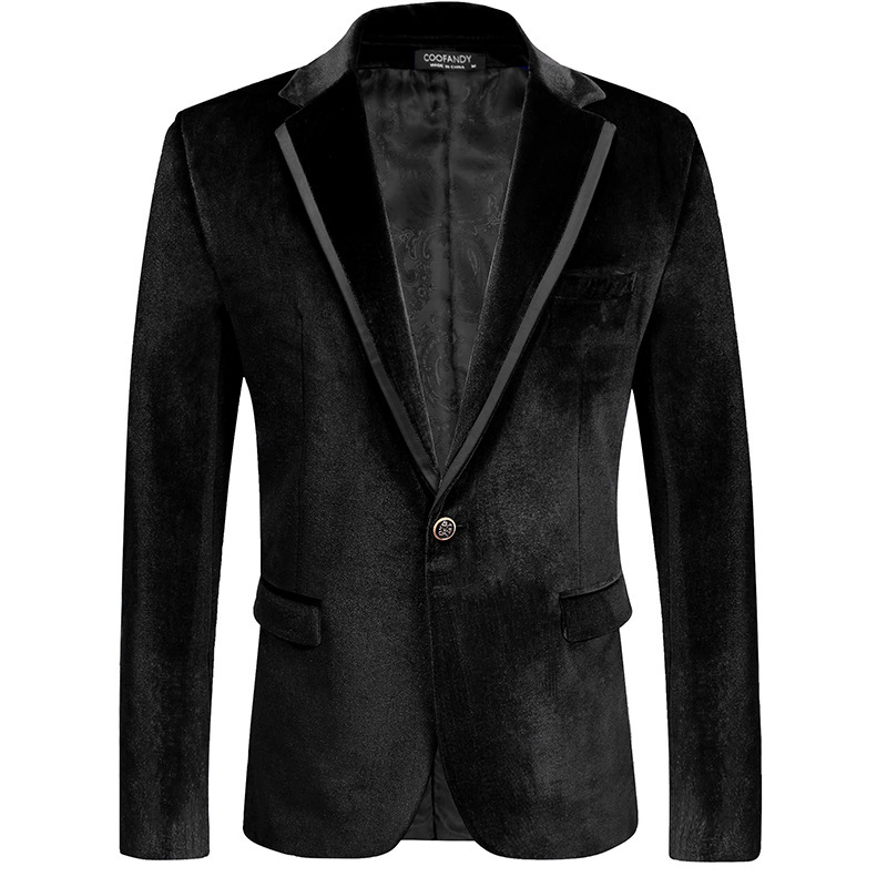 2026 Spring and Autumn Men's Casual Slim Fit Velvet Blazer Jacket Trendy Youth Thin Suit for Men 2026 Spring and Autumn Men's Casual Slim Fit Velvet Blazer Jacket Trendy Youth Thin Suit for Men