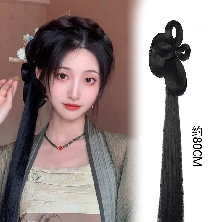 汉服假发一体式古风发髻新中式马尾造型垫发盘发古装旗袍头饰假发|undefined