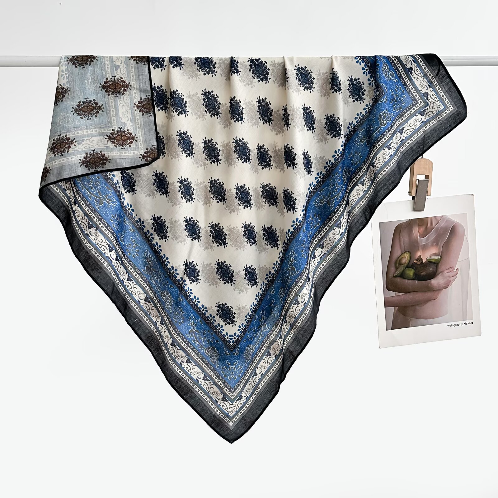 Damen Baumwoll Leinen Quadrat Schal Mit Samthaptik Zweiseitig_voghion.com