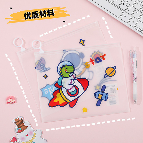 MOKA Waterproof Side Bag Small Fresh PVC Student Pen Bag Storage Bag Ring Cute Cartoon Document Bag Wholesale