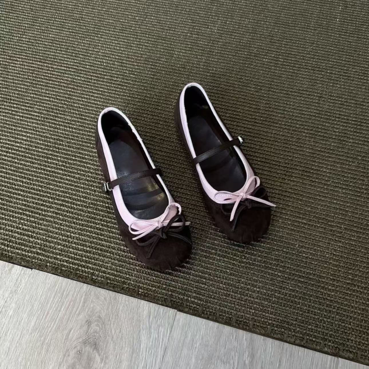 In-Stock French-Style Gentle Ballet Flats for Women, 2025 Autumn New Bow-Knot Flat Mary Jane Shoes, Evening Shoes