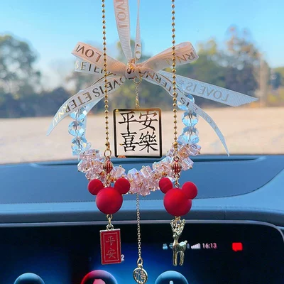 Car hanging – Girls - pink-safety-pendant-feather-deer-safety
